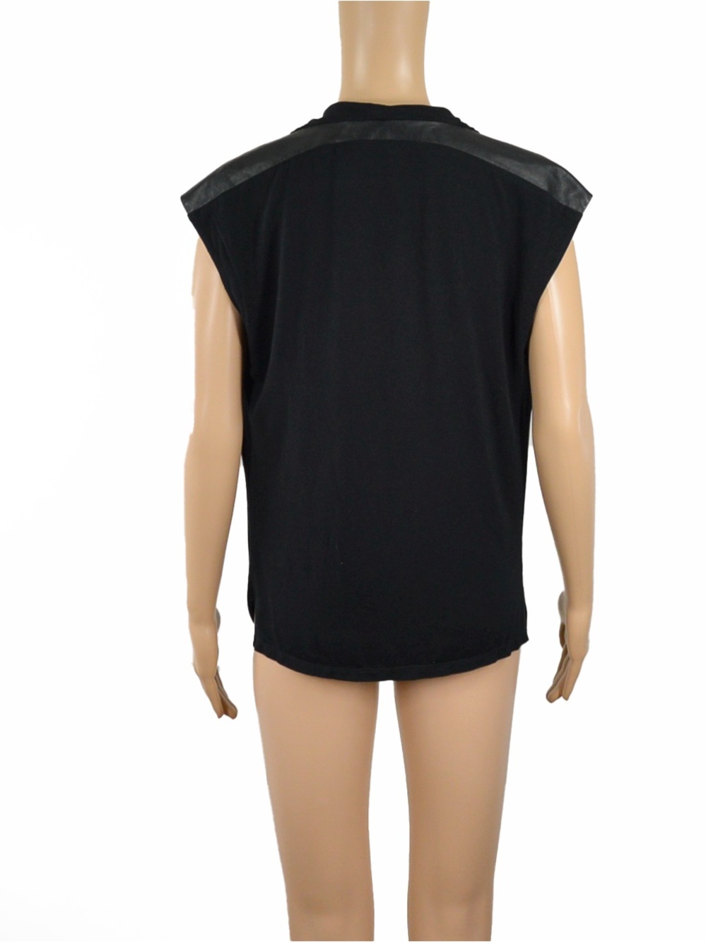 Vintage Greta Constantine x Danier Black Leather Shoulder Drape Cowl Neck Top - Picture 4 of 5